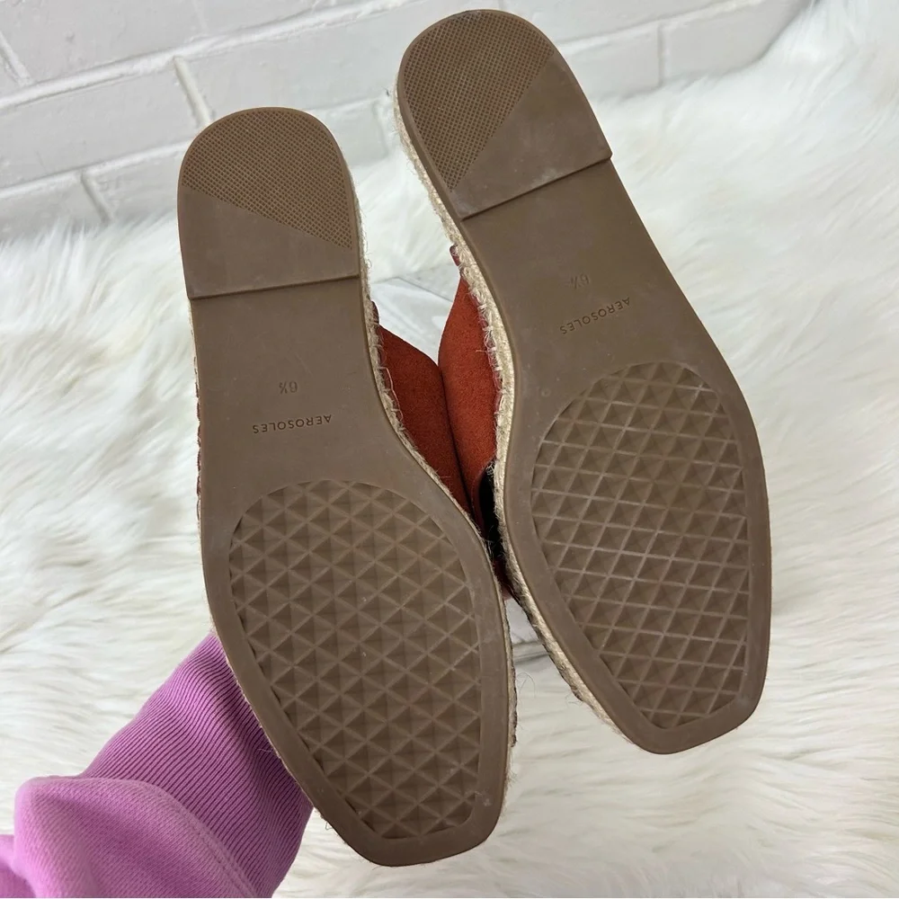 Aerosoles Halley Leather Mule Espadrille Slide Sandals Size 6.5
